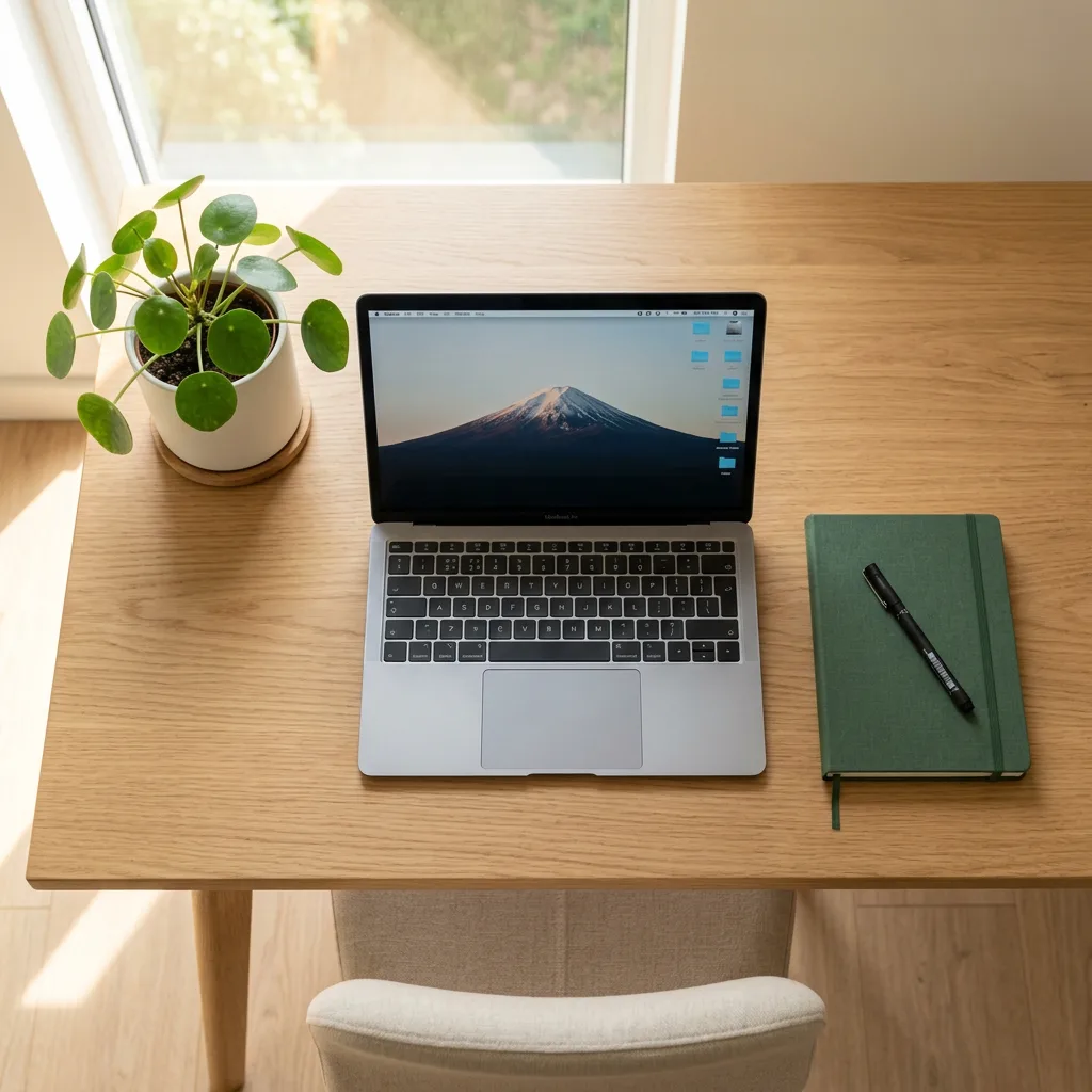 Minimalist desk from above
