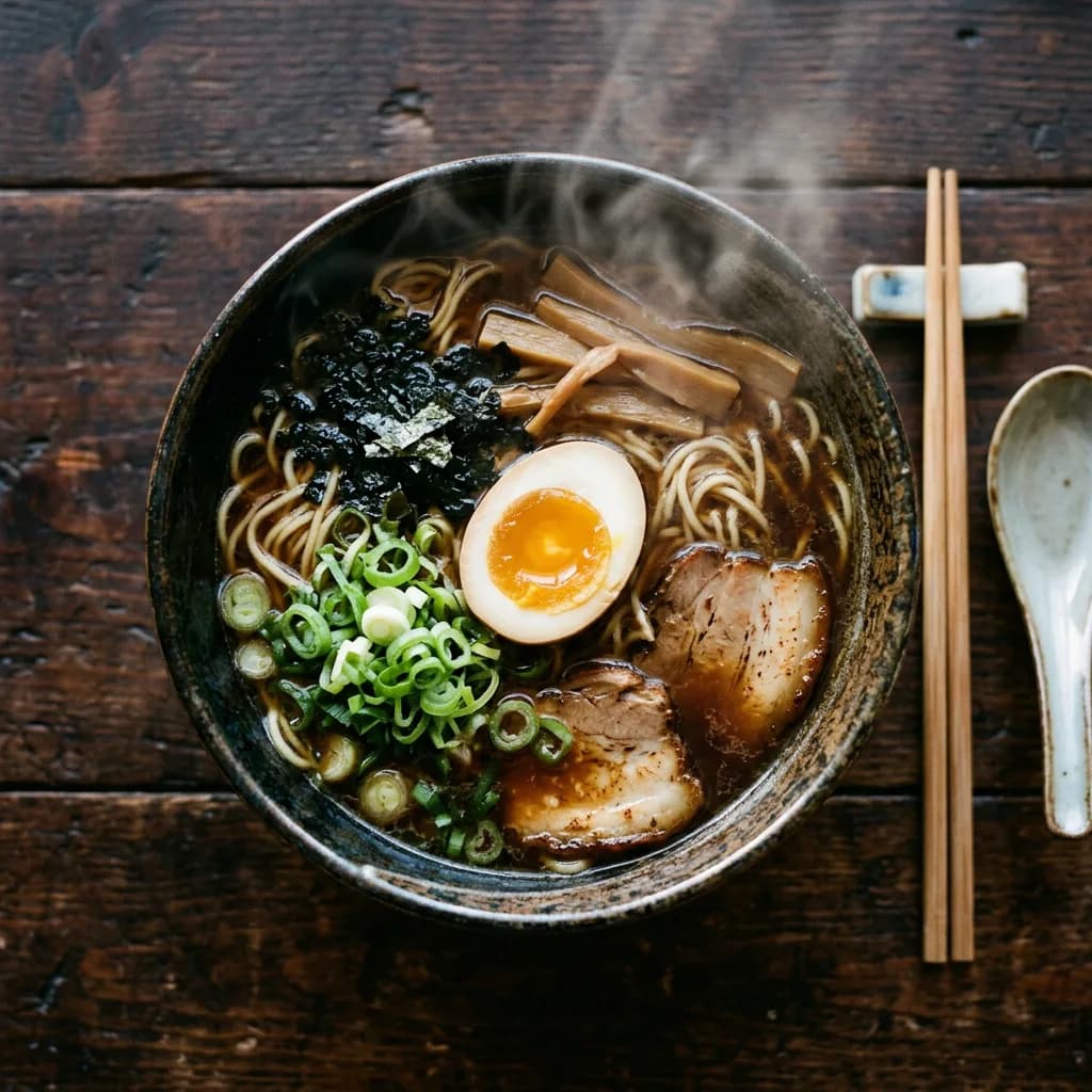 Bowl of ramen from above