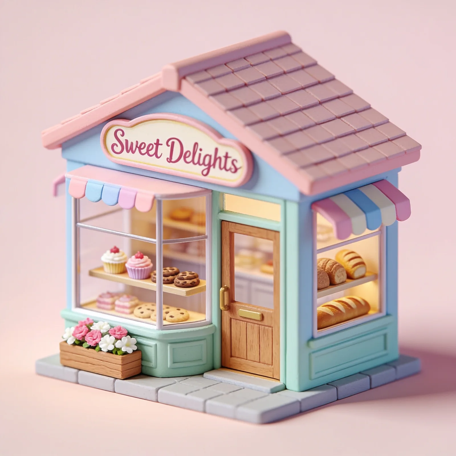 Isometric miniature bakery shop